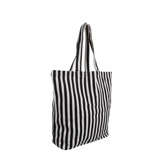 Kado Design Baumwolltasche Natur | eingewebte schwarze Streifen Aufgeweckt