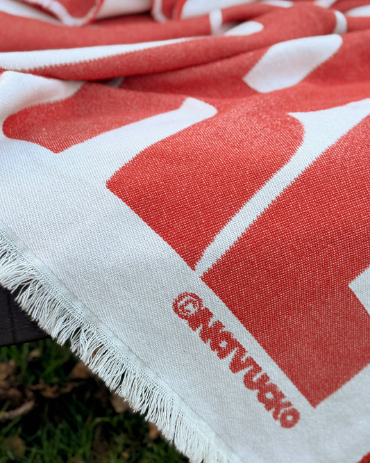 NAVUCKO Baumwoll-Decke AMORE, Weiß/Rot Aufgeweckt