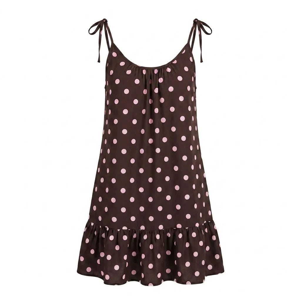 Kleid Dots | braun-rosa