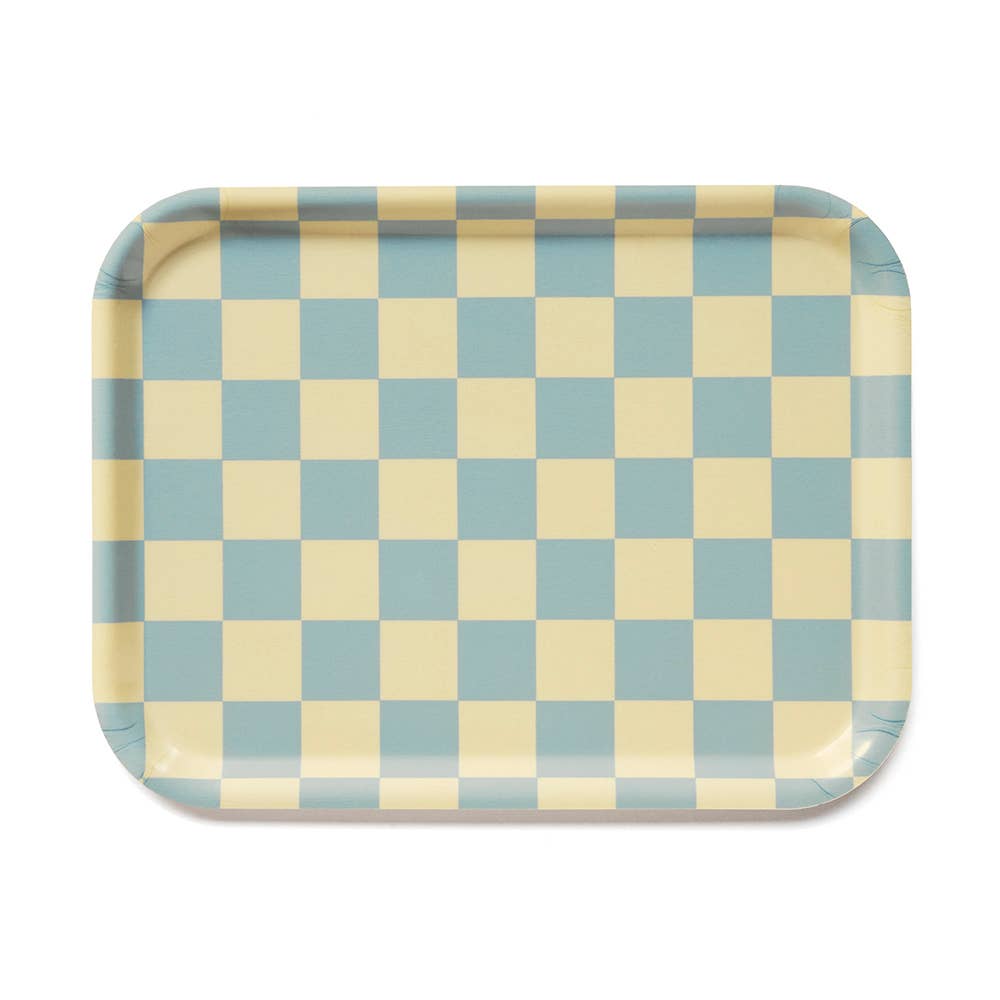 BLU KAT Serviertablett eckig | Lemon Seafoam Checker Aufgeweckt