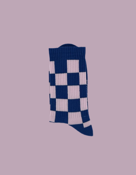 Thomas Jakobson LIMITED Socken 'Grid' Blau/Rosa Aufgeweckt