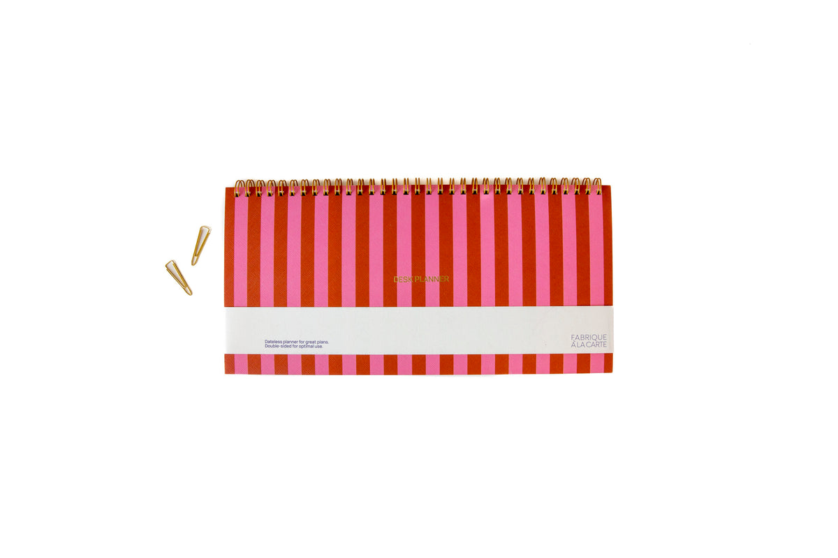 A-Journal Deskplanner | Stripes Pink Red Aufgeweckt
