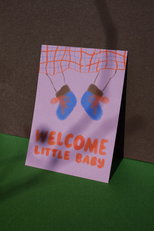 Framboise und Ketchup Karte | WELCOME LITTLE BABY Rosa Aufgeweckt