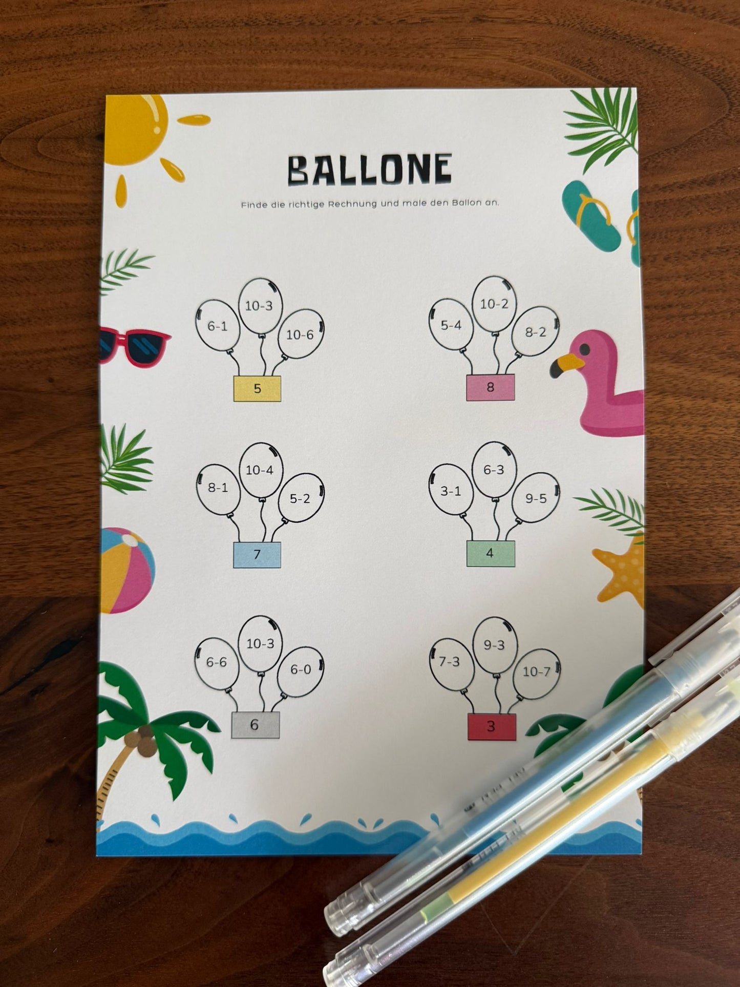 Sommerferien Rätselblock