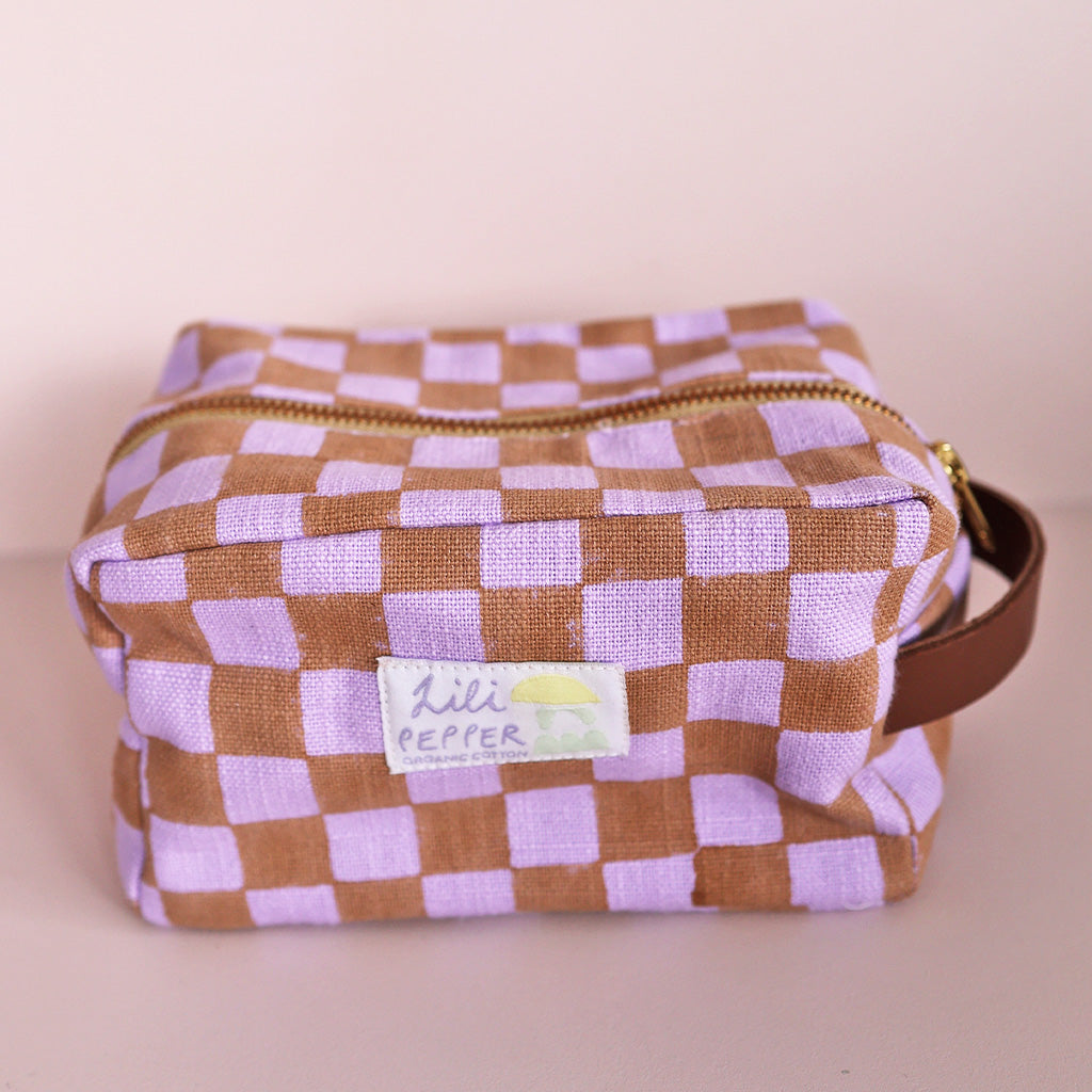 Blockprint Necessaire Check Caramel Big