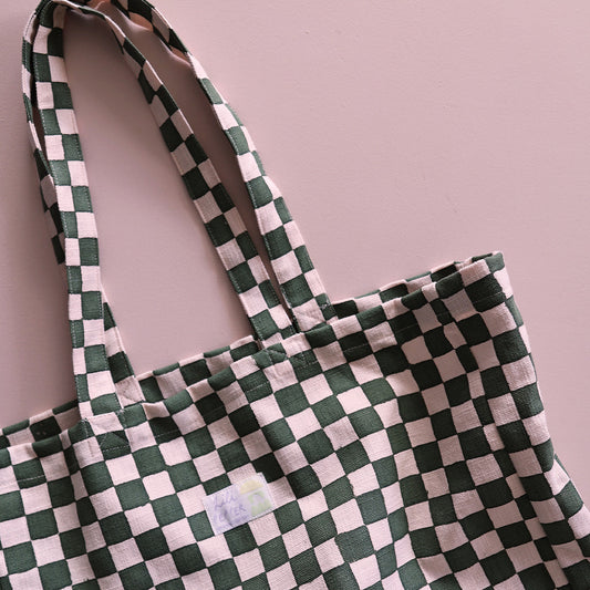 Lili Pepper Tote Bag | Check Rose Green Aufgeweckt