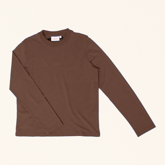 Langarmshirt Bio-Baumwolle dunkelbraun Popeia