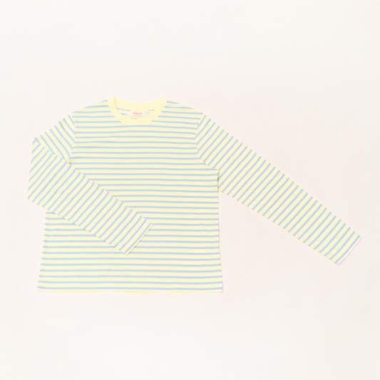 popeia Langarmshirt gestreift | gelb/hellblau Aufgeweckt