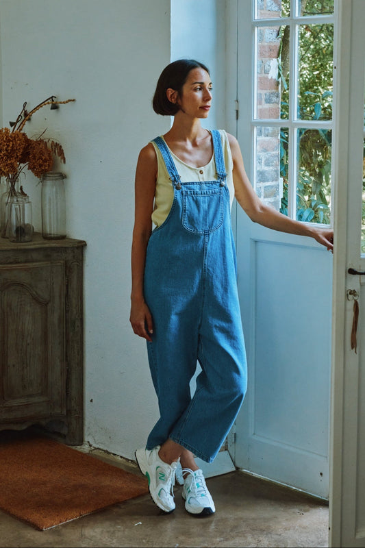 Poudre Organic Latzhose | Denim Blue Aufgeweckt