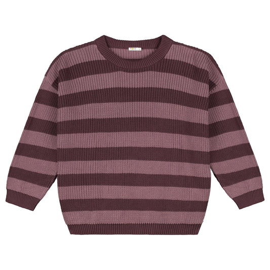 Yuki Kidswear Stripes Knitted Women’s Sweater | Aubergine Aufgeweckt