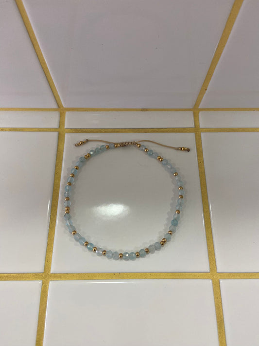 Glanzstück Fusskette Edelstein Aquamarin Aufgeweckt