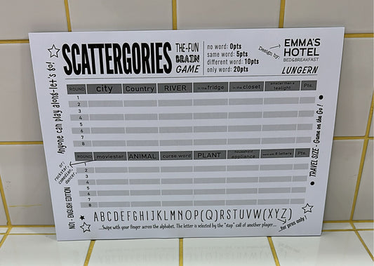 Emma's Hotel Stadt-Land-Fluss/ Scattergories English (25 Blatt) Aufgeweckt