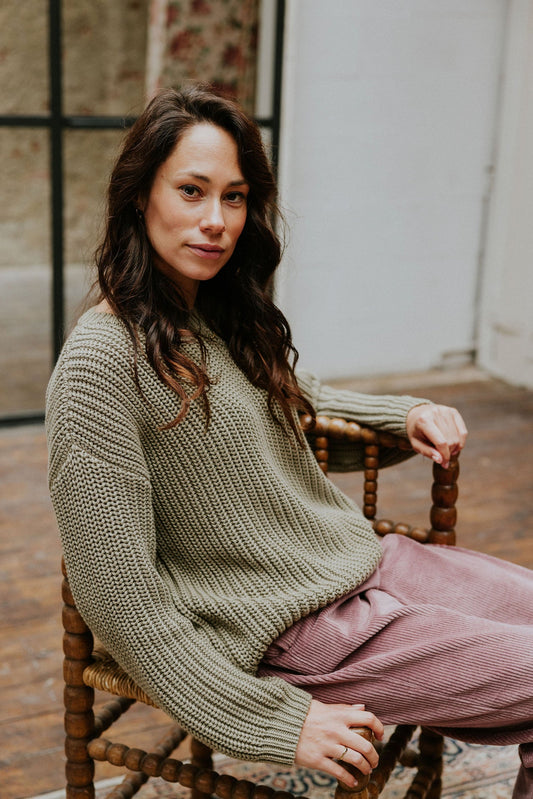 Yuki Kidswear Chunky Knitted Women’s Sweater | Sage Aufgeweckt