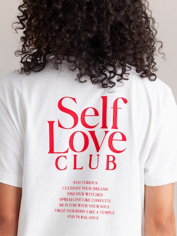 HEY HONEY Oversizeshirt Self Love Club | Weiß Aufgeweckt