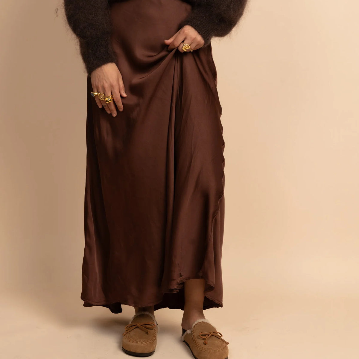 Bazaar Noir Rock Maxi | Shiny Braun Aufgeweckt