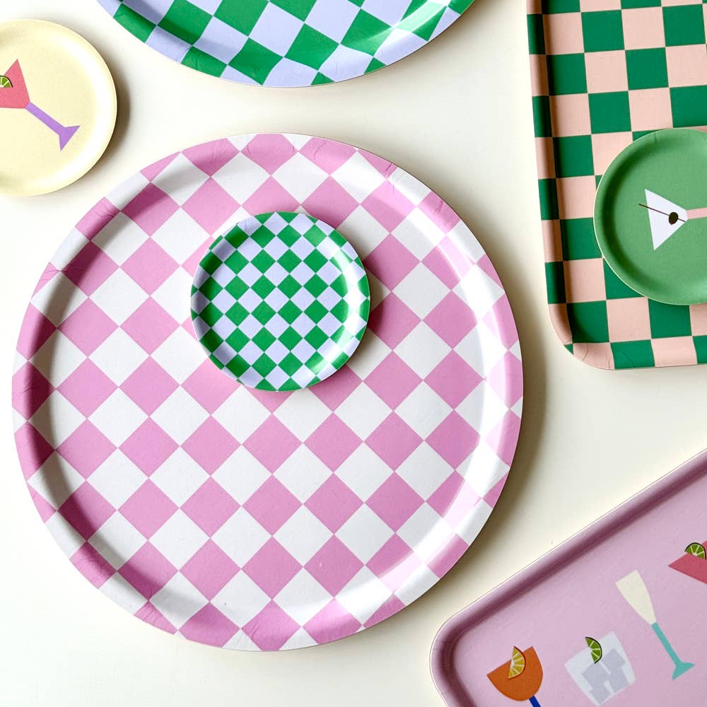 BLU KAT Serviertablett rund | Raspberry Cream Checker Aufgeweckt
