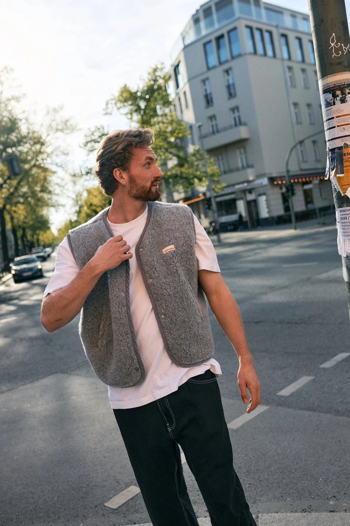 Happymess Merino Weste | Stone Grey Aufgeweckt