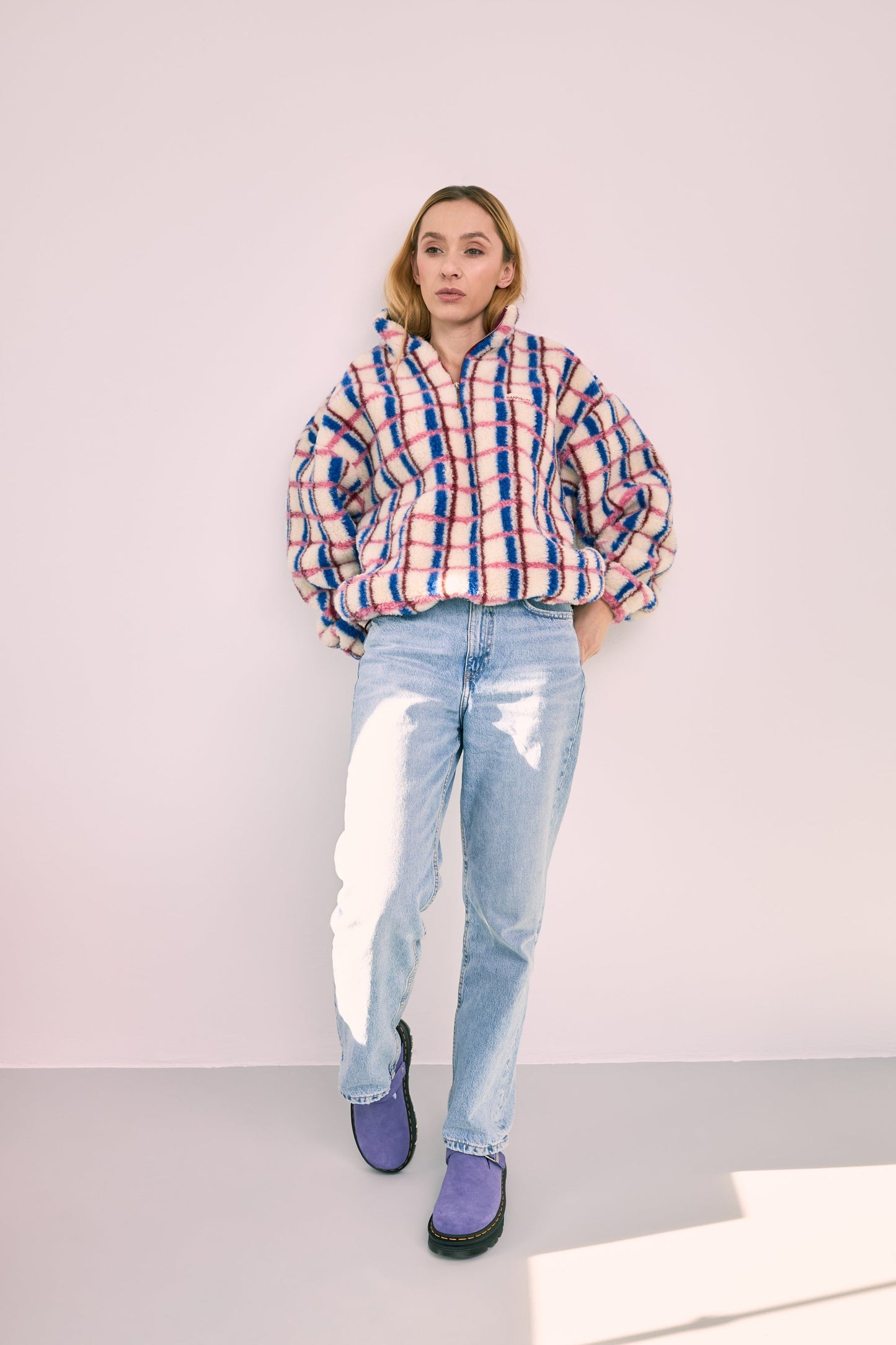 Happy Mess Merino Jacke | Pink & Cobalt Aufgeweckt