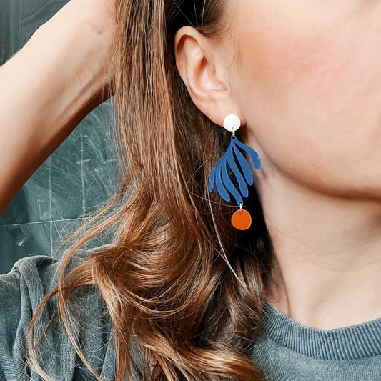 niemalsmehrohne Matisse Florale Blatt Ohrringe aus Acryl Aufgeweckt