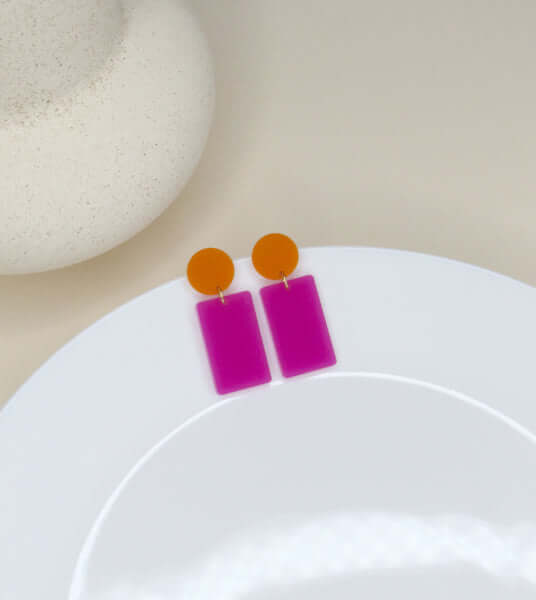 niemalsmehrohne Orange Lilac Statement Ohrringe Aufgeweckt