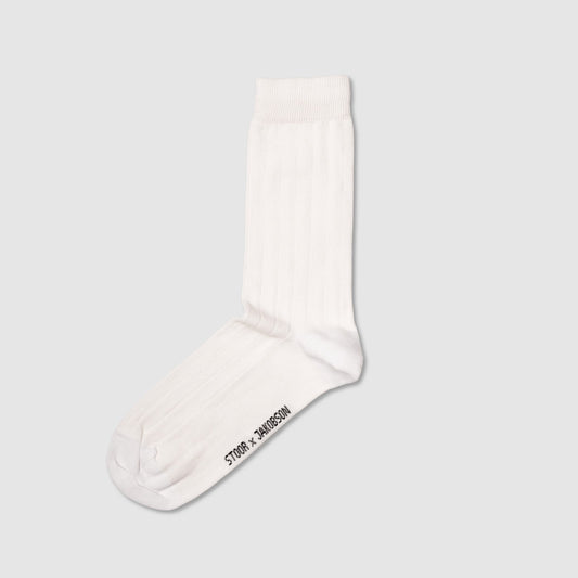 Thomas Jakobson Wadensocken – leicht gerippt – Weiss Aufgeweckt