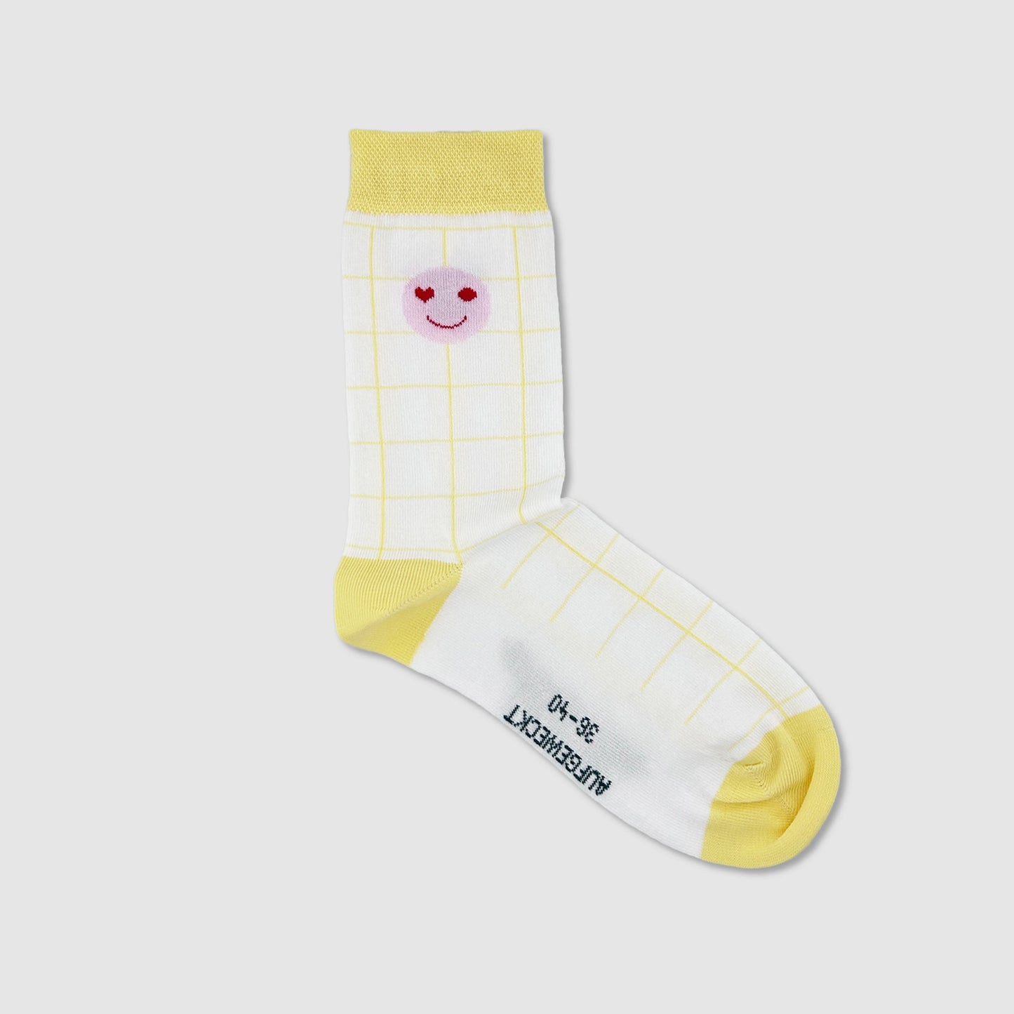 Thomas Jakobson LIMITED Socken 'Smiley Grid' Gelb/Weiss Aufgeweckt