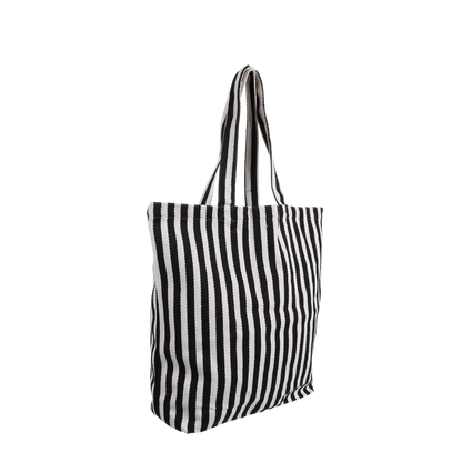 Kado Design Baumwolltasche Natur | eingewebte schwarze Streifen Aufgeweckt