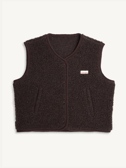 Happy Mess Merino Weste | Chocolate Brown Aufgeweckt