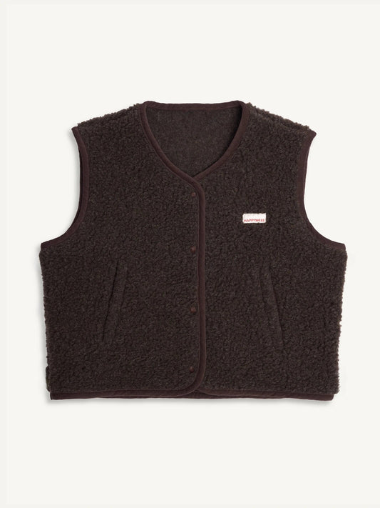 Happy Mess Merino Weste | Chocolate Brown Aufgeweckt