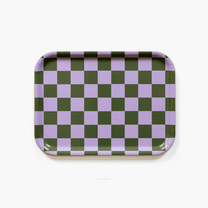 BLU KAT Serviertablett eckig | Lila Olive Checker Aufgeweckt