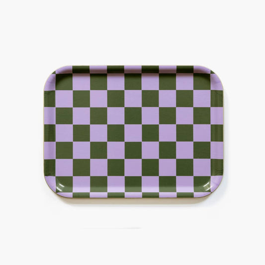 BLU KAT Serviertablett eckig | Lila Olive Checker Aufgeweckt