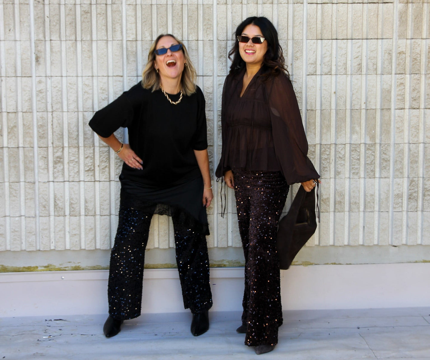 Bazaar Noir Wide Leg Glitzerhose | Schwarz Aufgeweckt