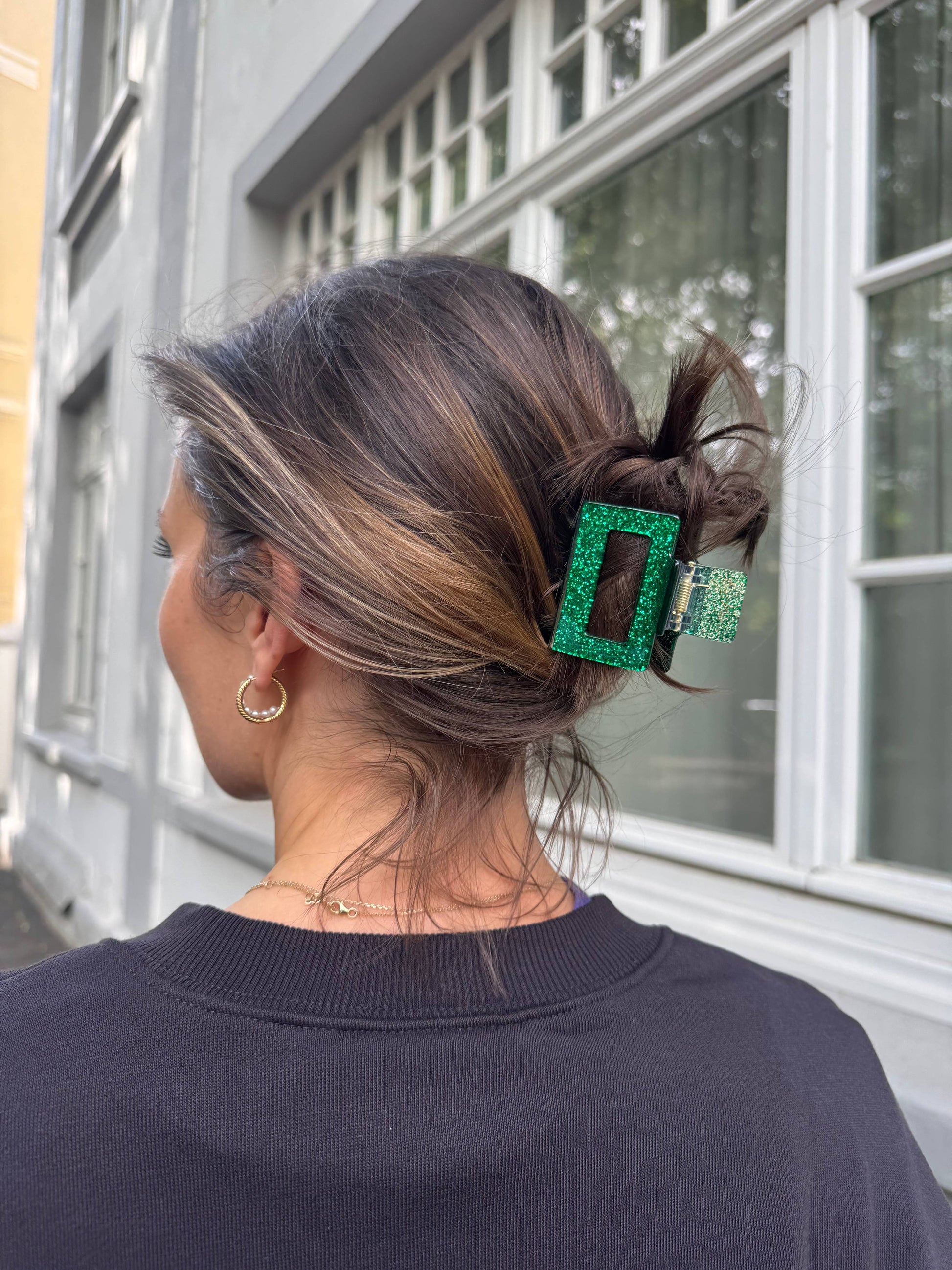 by Vivi. Haarspange Quadrat | Grün Glitzer Aufgeweckt