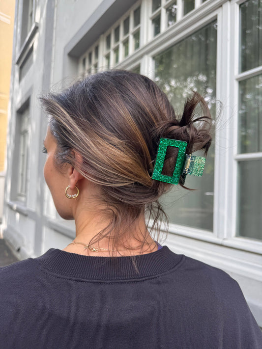 by Vivi. Haarspange Quadrat | Grün Glitzer Aufgeweckt