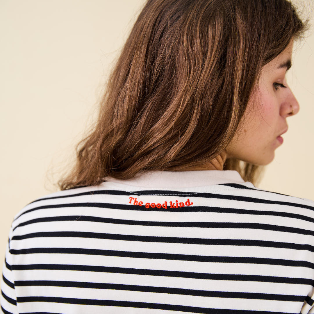 Langarmshirt gestreift schwarz/off-white Popeia