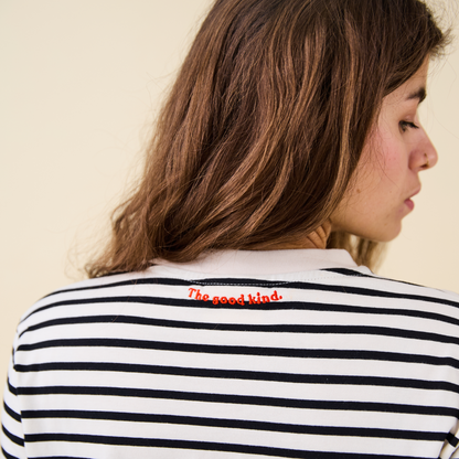 Langarmshirt gestreift schwarz/off-white Popeia