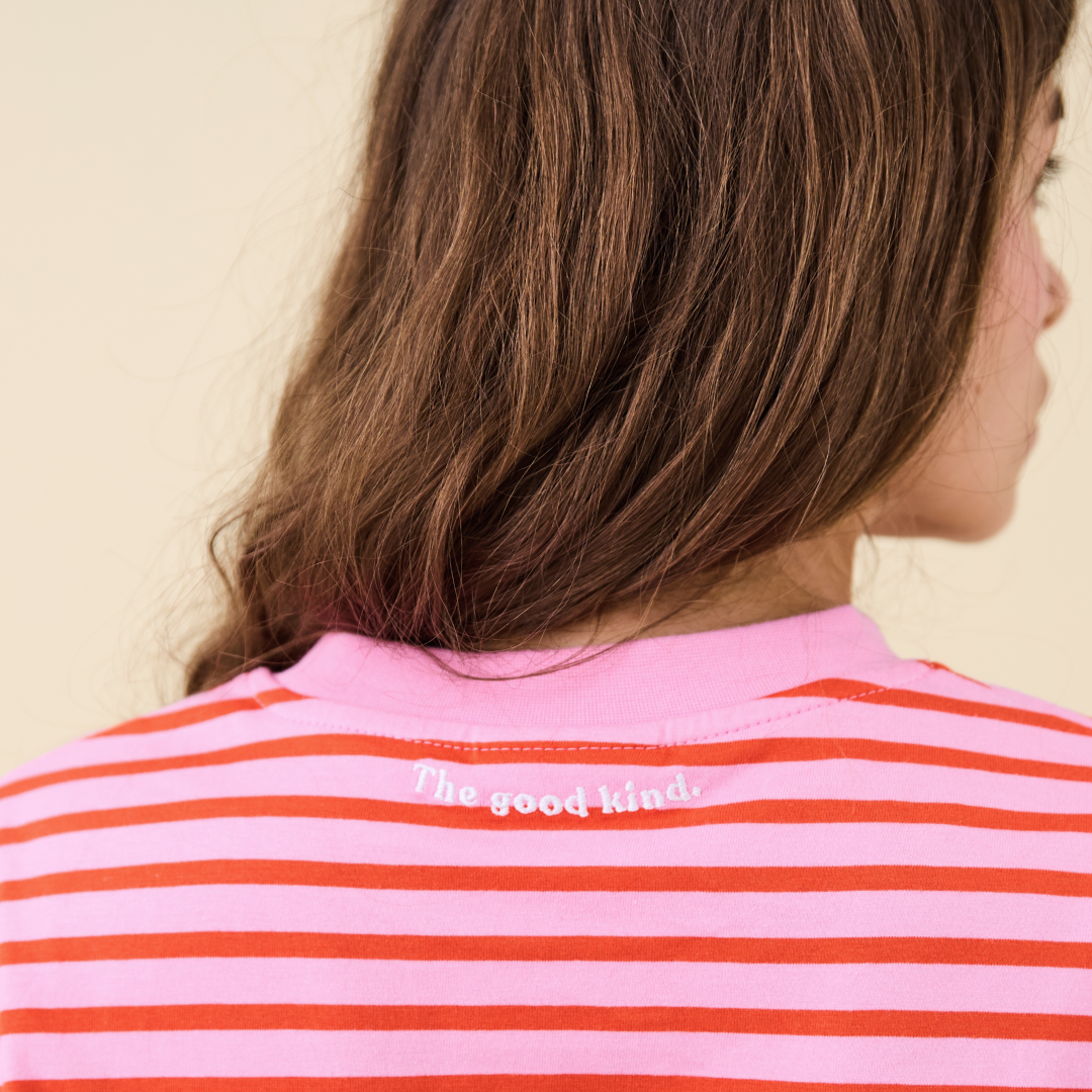 popeia Langarmshirt gestreift | pink/rot Aufgeweckt