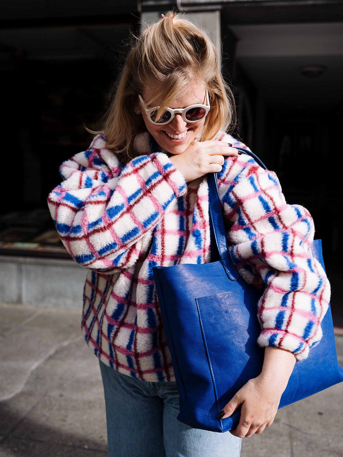 Happymess Merino Jacke | Pink & Cobalt Aufgeweckt