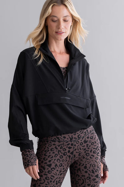 Hey Honey Ribstop Pull Over Jacket | Black Aufgeweckt