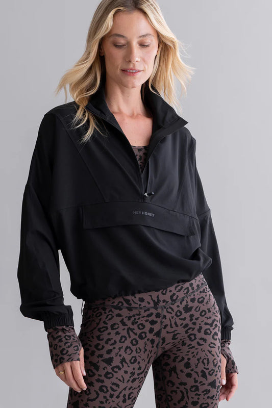 Hey Honey Ribstop Pull Over Jacket | Black Aufgeweckt