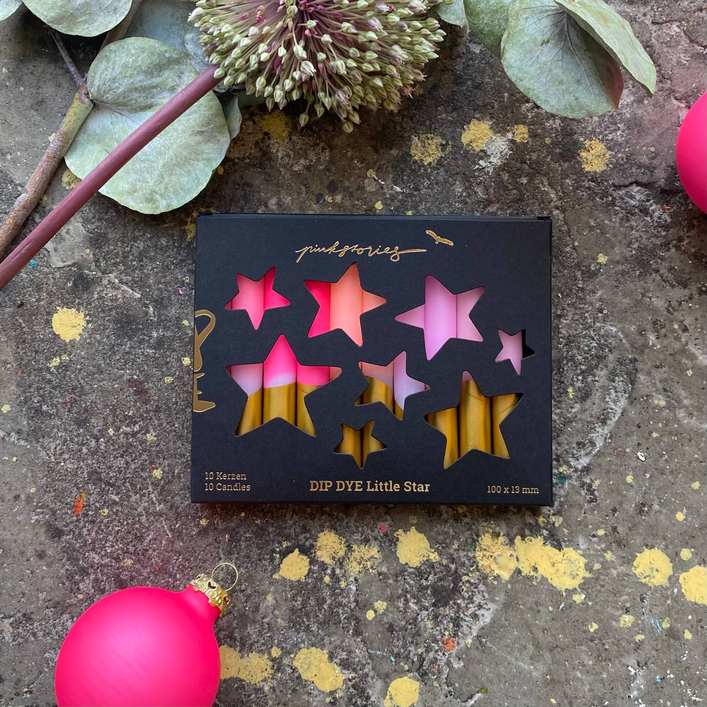 Pink Stories Baum Kerze | Dip Dye Little Star Lippenstiftsterne Aufgeweckt