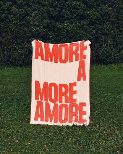 NAVUCKO Baumwoll-Decke AMORE, Weiß/Rot Aufgeweckt