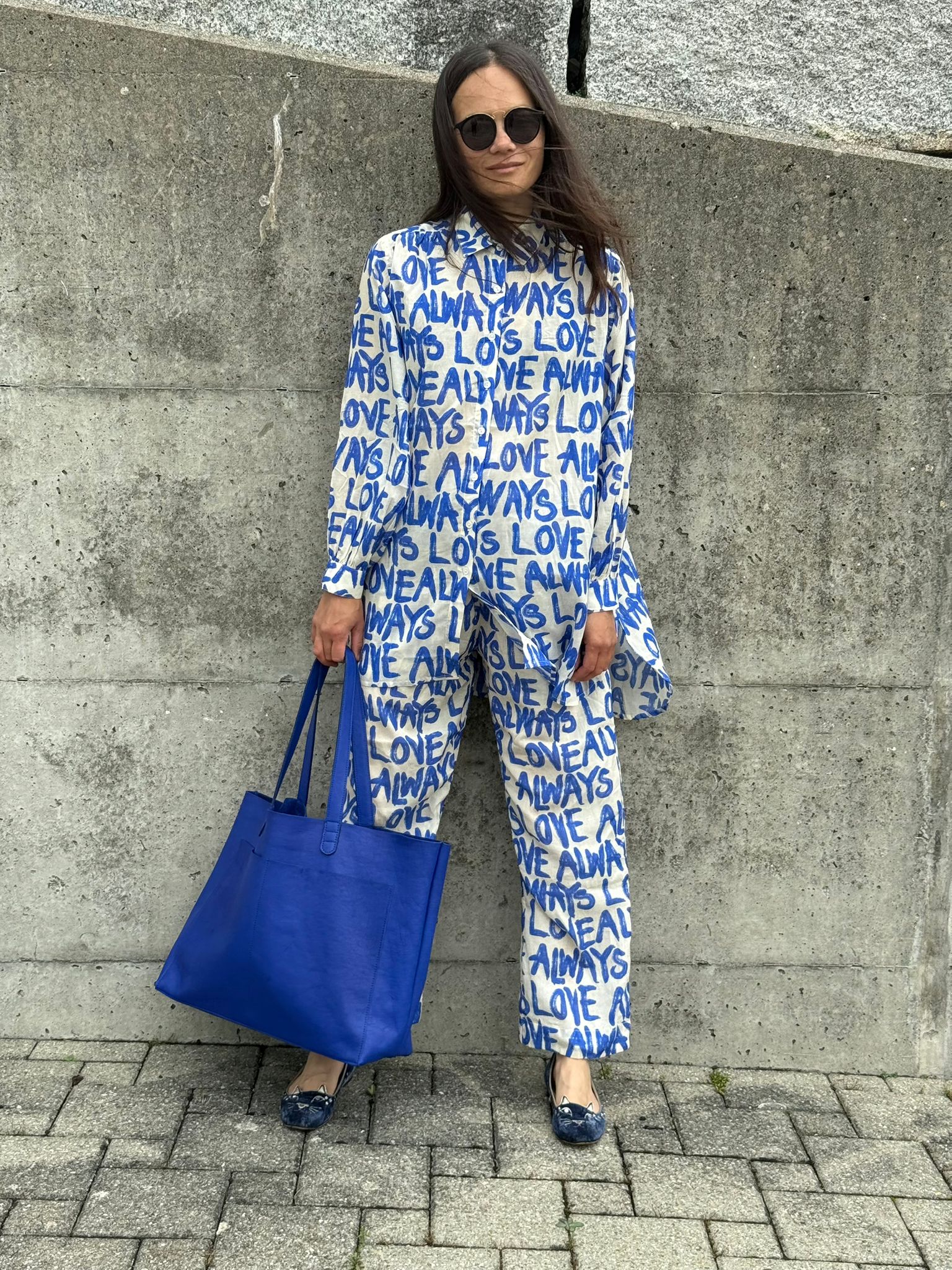 Chaaval Alma Bluse Love Always Blau Aufgeweckt