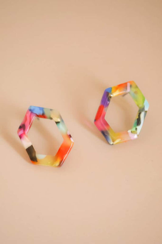Ohrstecker Hexagone – Acryl (ca. 2 cm)