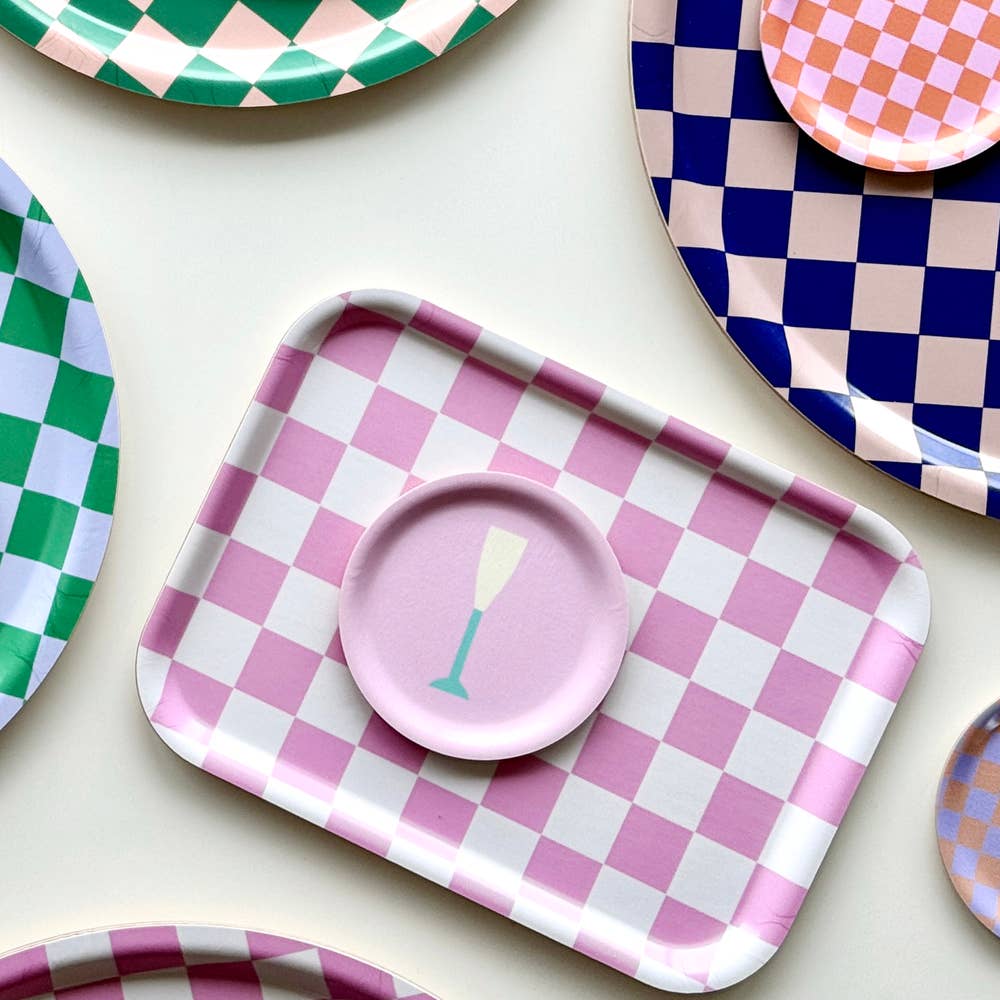 BLU KAT Serviertablett eckig | Raspberry Cream Checker Aufgeweckt