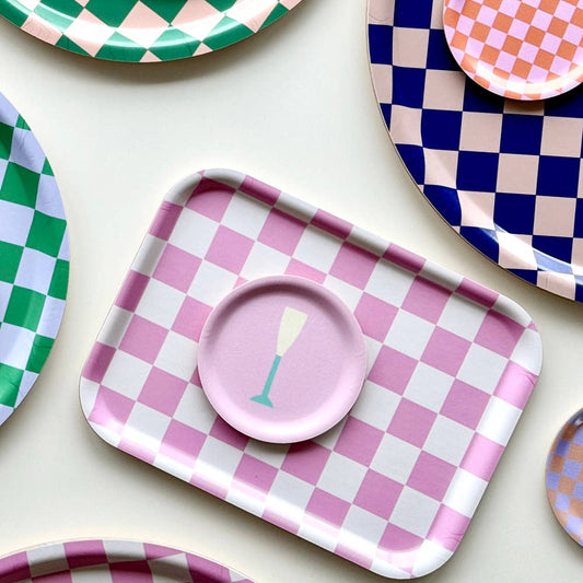 BLU KAT Serviertablett eckig | Raspberry Cream Checker Aufgeweckt