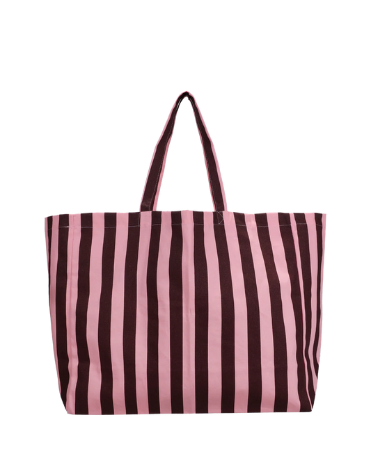 Kado Design Strandtasche Baumwolle Streifen | Schokolade + Kaugummi Aufgeweckt