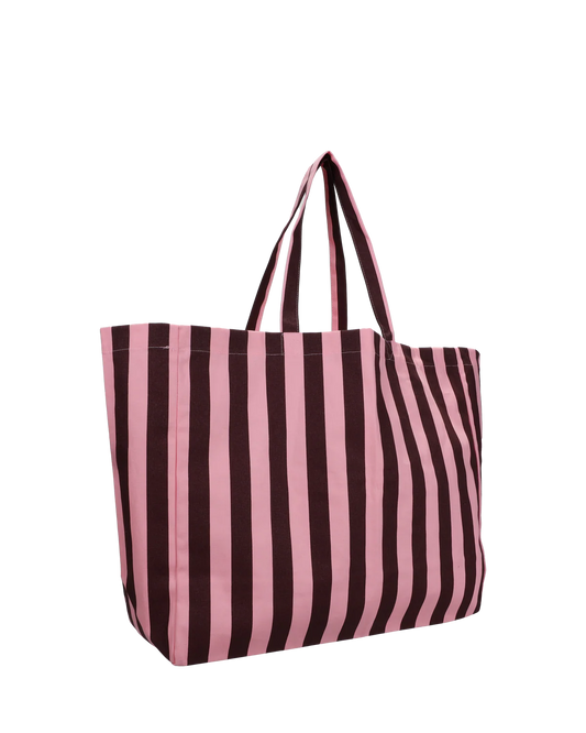 Kado Design Strandtasche Baumwolle Streifen | Schokolade + Kaugummi Aufgeweckt