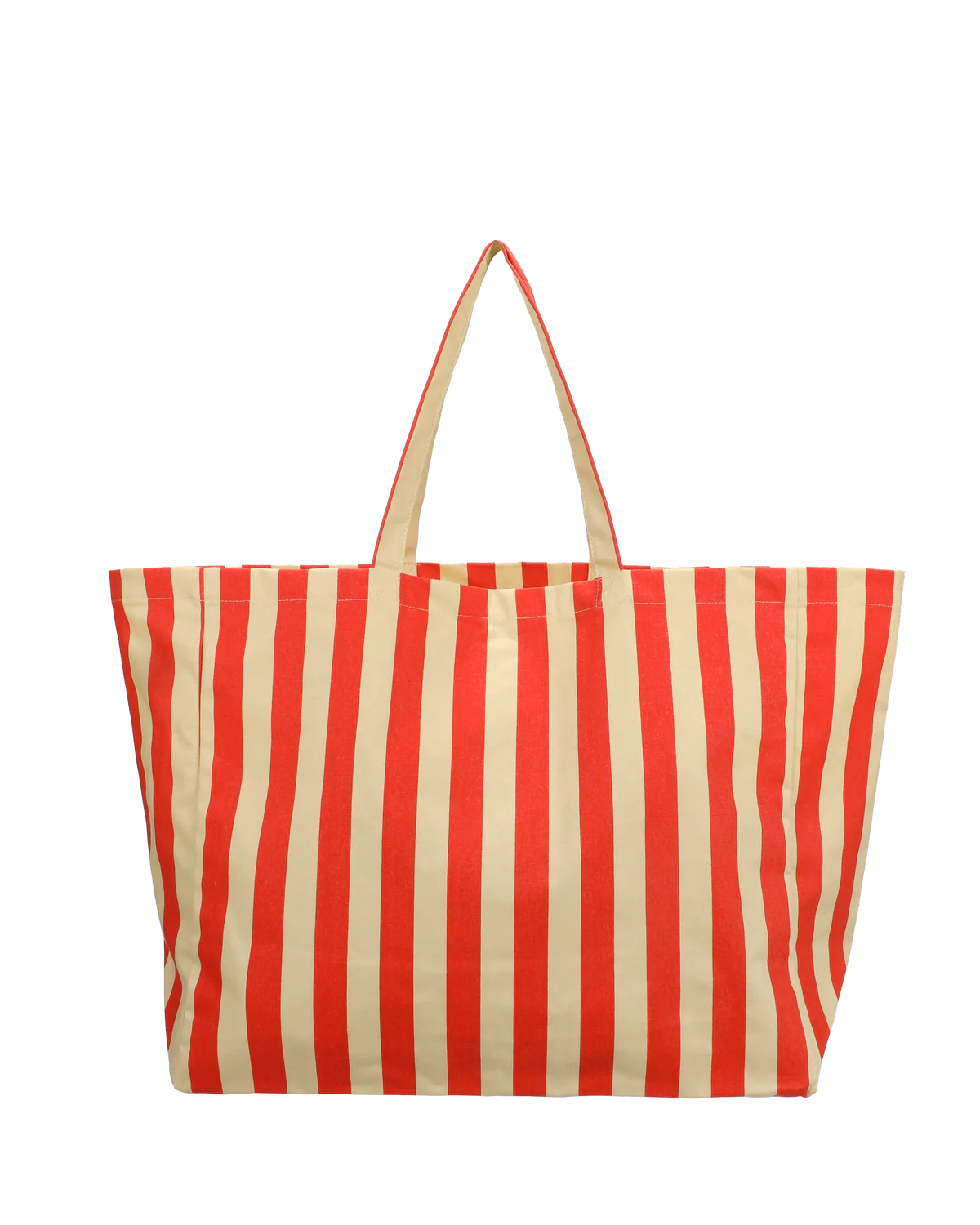 Kado Design Strandtasche Baumwolle Streifen | Vanille + Mohnrot Aufgeweckt