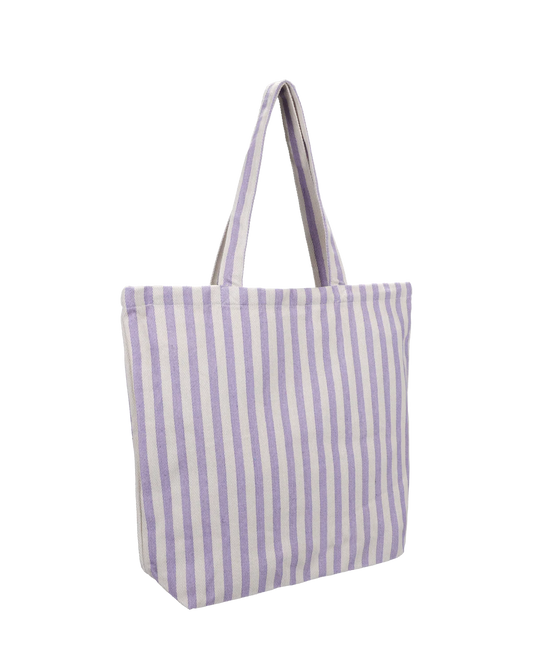 Kado Design Baumwolltasche Natur | Streifen flieder Aufgeweckt